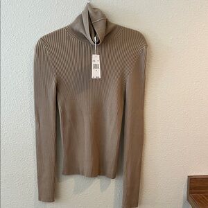 Michael Kors Taupe Ribbed Turtleneck Sweater